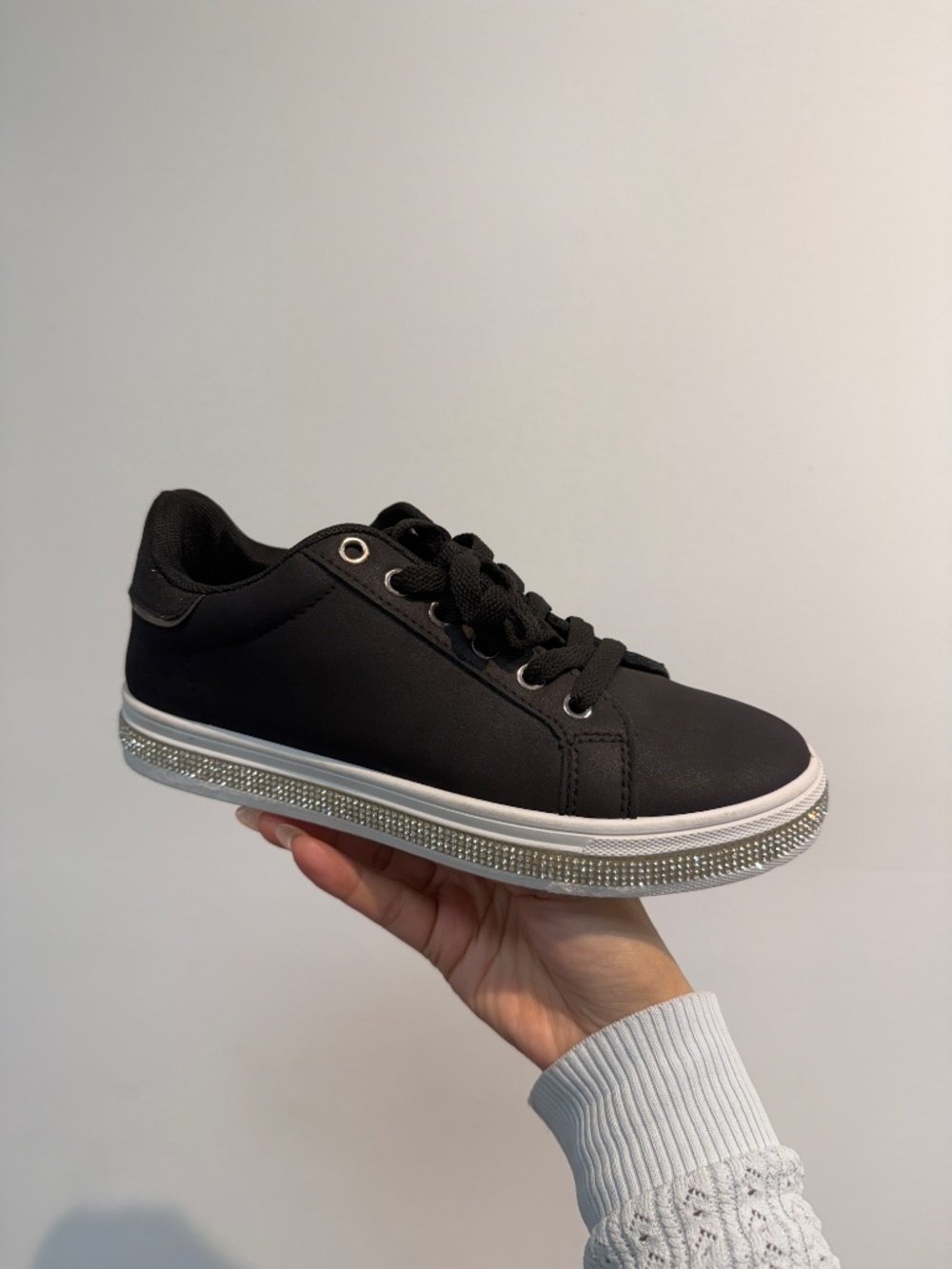 Women's Rhinestone-Embellished Sports Sneakers for Outdoor Activities277 black